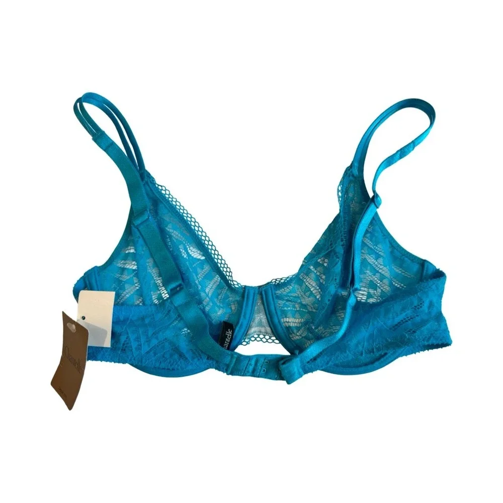 Chantelle Turquoise Blue Lace Unlined Underwire Bra 32D NWT 2141/JX - Picture 6 of 7
